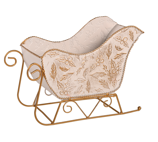 Picture of Gold Holly Berry Sleigh 6.75"