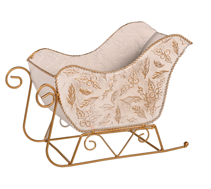 Picture of Gold Holly Berry Sleigh 9.75"