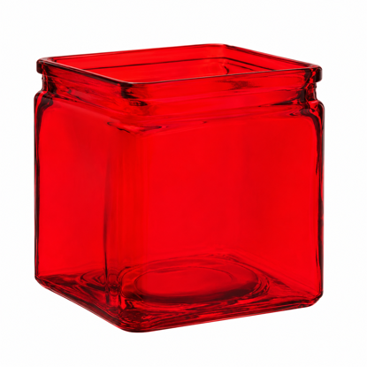 Picture of 4" Square Glass Vase  - Ruby