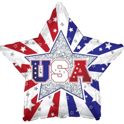 Picture of 17" 2-Sided Foil Balloon: USA Stars
