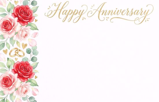 Picture of Happy Anniversary Roses Enclosure Card (PACK 50)