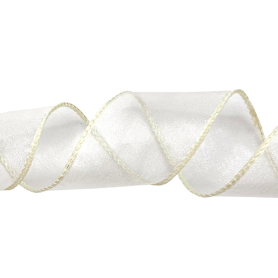 Picture of #40 Wired Edge Sheer Ribbon - White