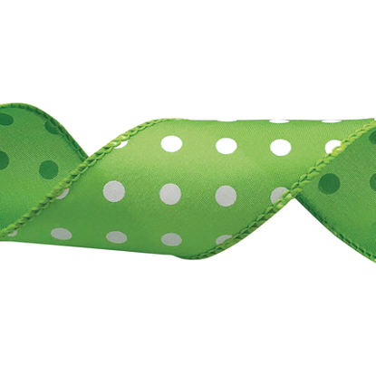 Picture of #9 Deluxe Wired Dots Ribbon - Bud Green