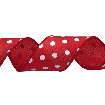 Picture of #9 Deluxe Wired Dots Ribbon - Red