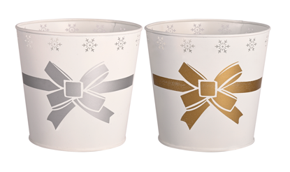 Picture of 2 Asst Gold & Silver Bow Pot Cover 4"