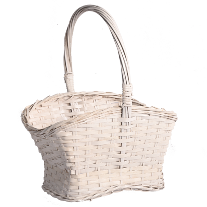 Picture of 8" White Rectangle Blooming Basket W/Handle