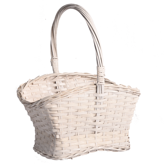 Picture of 8" White Rectangle Blooming Basket W/Handle